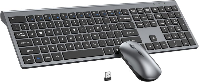 EDJO Wireless Keyboard and Mouse Combo, Full Size Keyboard and Mouse, Long Battery Life, Optical Mouse, 2.4G Lag-Free Cordless Mice Keyboard Set Ultra Slim Design for Computer, Laptop, PC, Mac, Windows - Image 1